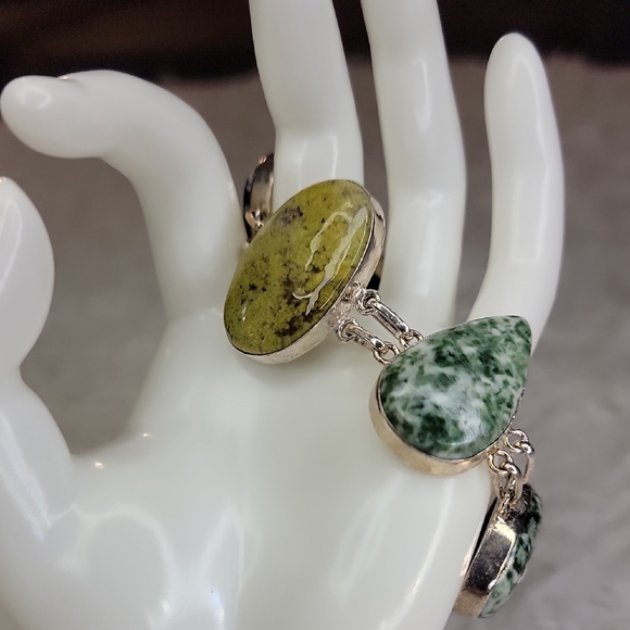 Jewelry - Sterling Silver Green Opal & Tree Agate Bracelet